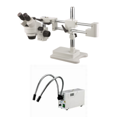 Boom stand stereo microscope with Dual Dotted light